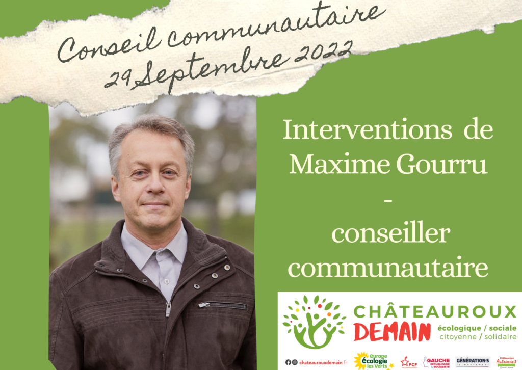 Lire la suite à propos de l’article Interventions de Maxime Gourru au conseil communautaire du 29 septembre 2022