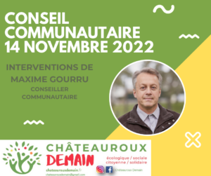 Lire la suite à propos de l’article Interventions de Maxime Gourru au conseil communautaire du 14 novembre 2022