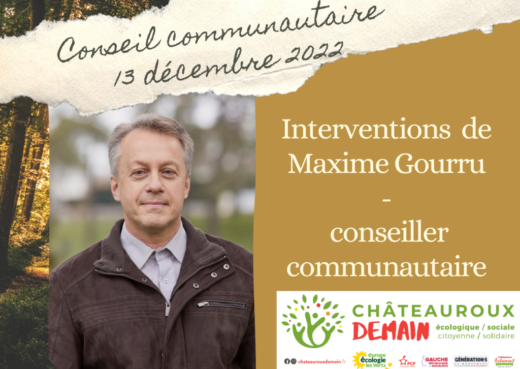 Lire la suite à propos de l’article Interventions de Maxime Gourru au conseil communautaire du 13 décembre 2022
