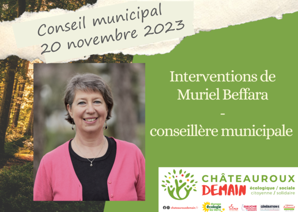 Lire la suite à propos de l’article Interventions de Muriel Beffara au Conseil Municipal du 20 novembre 2023