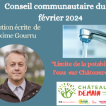 Question écrite concernant la limite de la potabilité de l’eau de Châteauroux