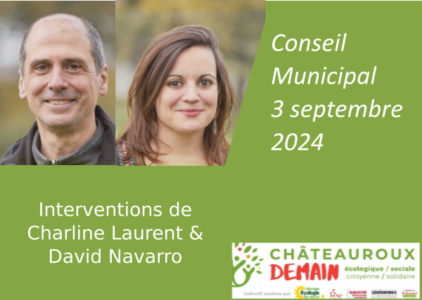 Lire la suite à propos de l’article Interventions de Charline Laurent et David Navarro au conseil municipal du 3 septembre 2024