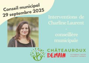Lire la suite à propos de l’article Interventions de Charline Laurent au conseil municipal du 29 septembre 2025
