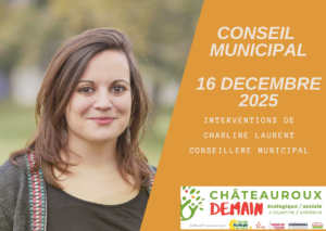 Lire la suite à propos de l’article Interventions de Charline Laurent au conseil municipal du 15 décembre 2025